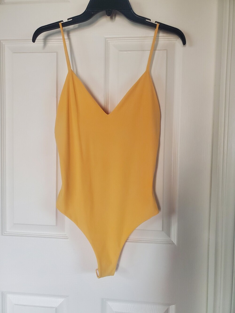 Lorette Spaghetti-Striped One-Piece Bodysuit in Mustard Yellow Sexy Clubbing Sml